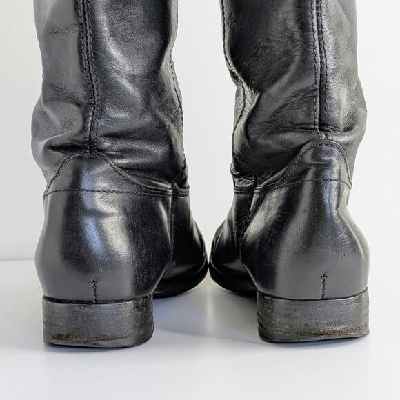 Frye Melissa Button Boots 7.5 Black Leather Tall Riding Knee High Equestrian - Picture 7 of 16